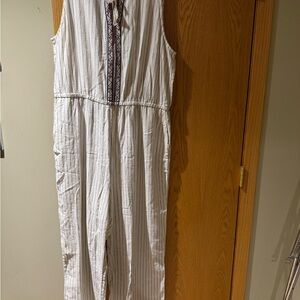 Old Navy White and Black Striped Jumpsuit